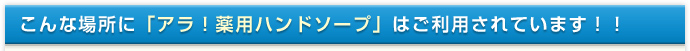 こんな場所に「アラ！薬用ハンドソープ」はご利用されています！！